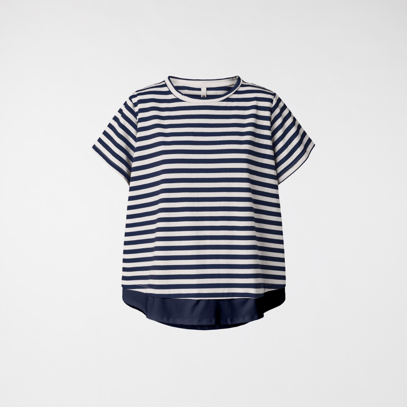 STRIPED T-SHIRT WITH FLOUNCE