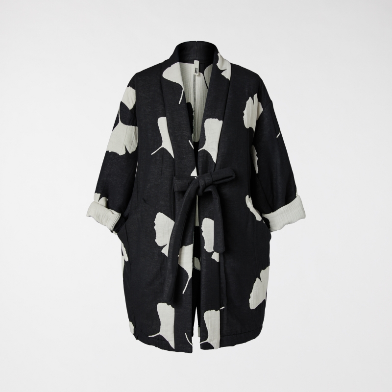 KIMONO JACKET WITH LEAVES...