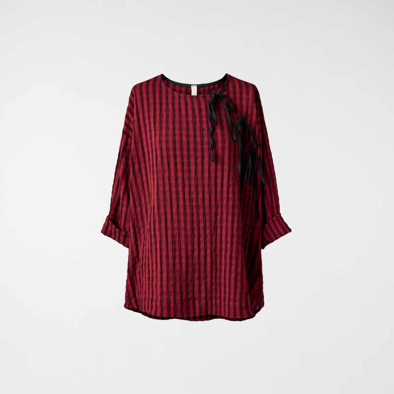 BLUSA A RIGHE CON LACCETTI