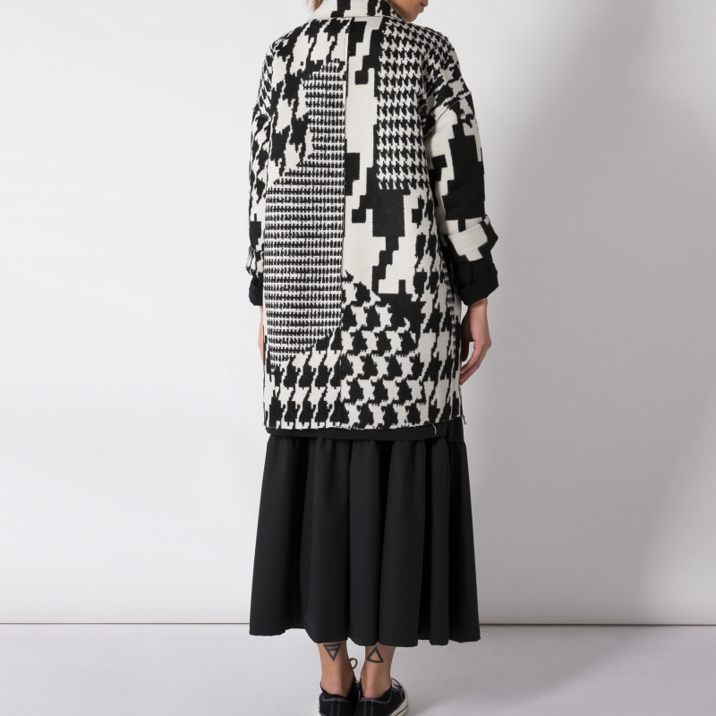 PIED-DE-POULE WOOL BLEND COAT