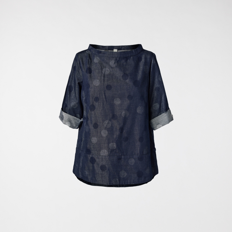 BLUSA IN DENIM A POIS