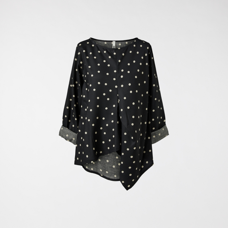 BLUSA A POIS IN MISTO LYOCELL